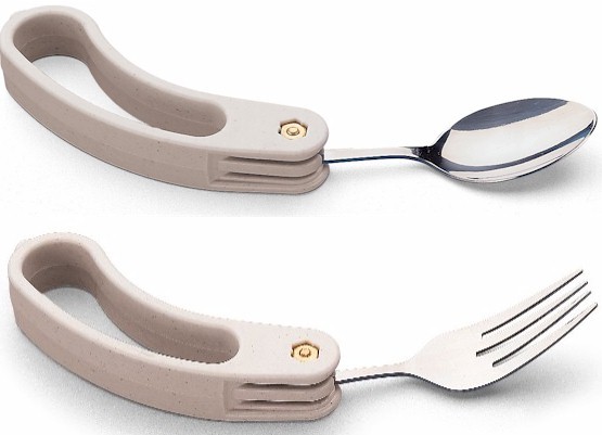 Hole in One Angled Spoon and Fork - elderstore.com